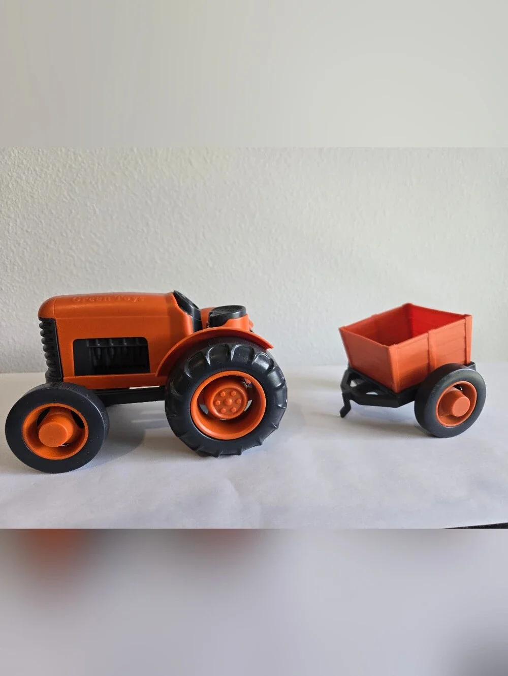 Green Toys Orange Tractor with Detachable Trailer | Made in USA | Eco-Friendly R